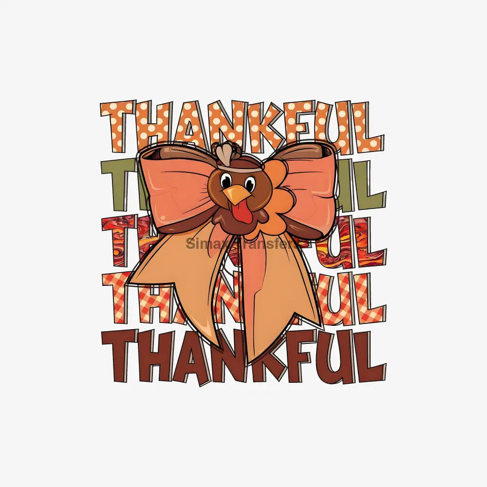 Cute Repeating Thankful Turkey Bow DTF Transfer