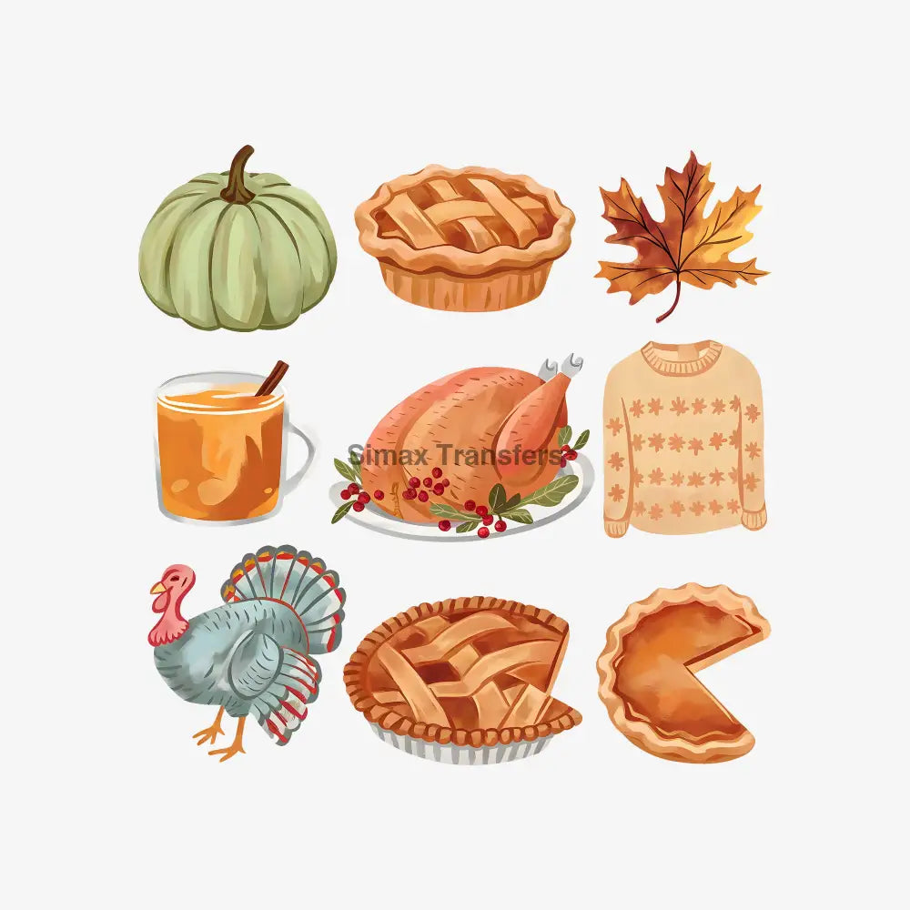 Watercolor Autumn Harvest Essentials DTF Transfer Sheet