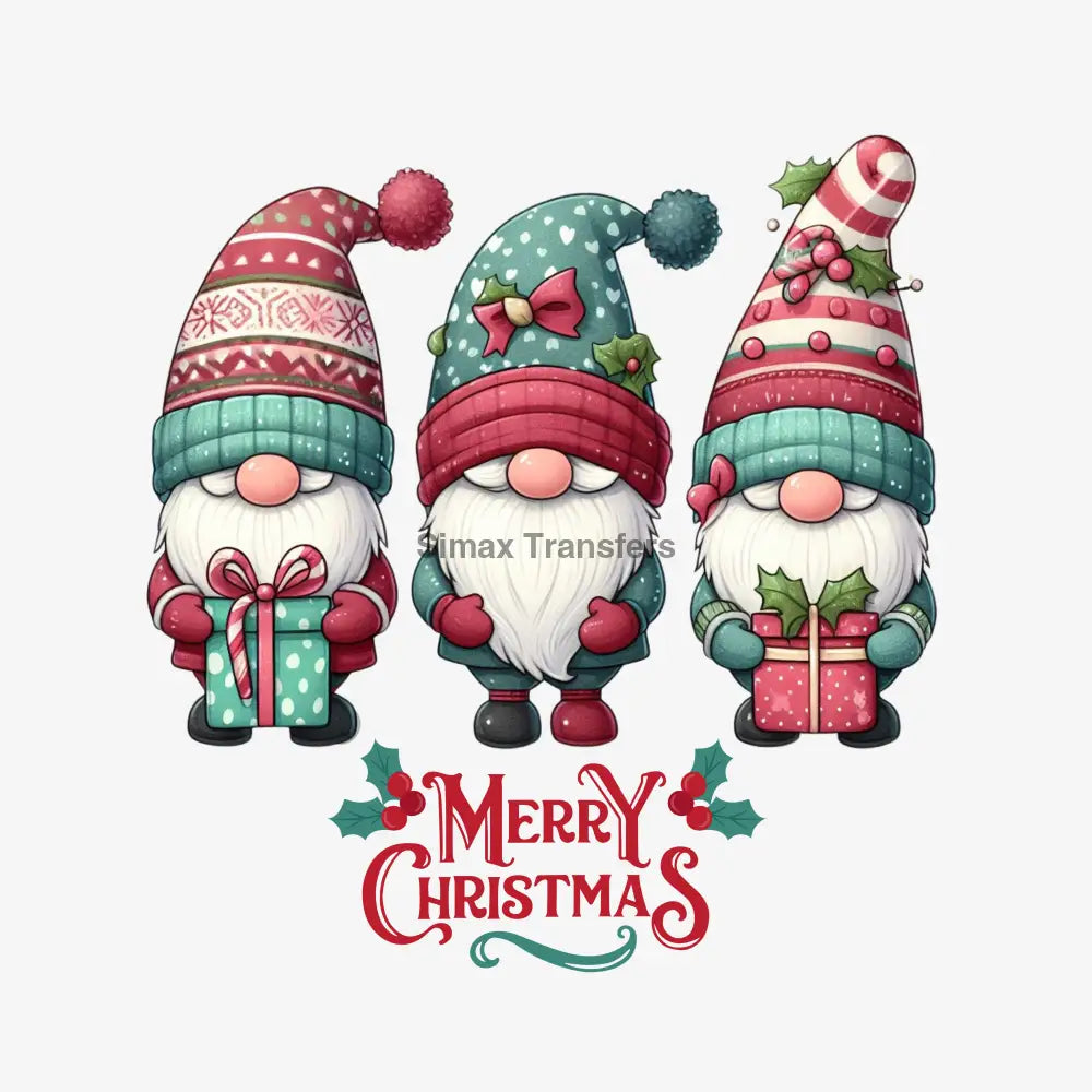 Cozy Christmas Gnome Trio with Gifts DTF Transfer