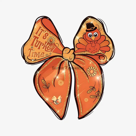 Glittery Oversized Turkey Time Bow DTF Transfer