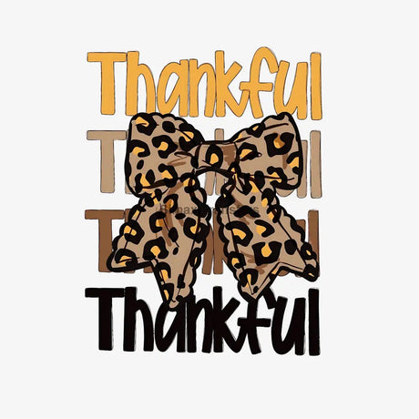 Leopard Print Bow Repeating Thankful DTF Transfer