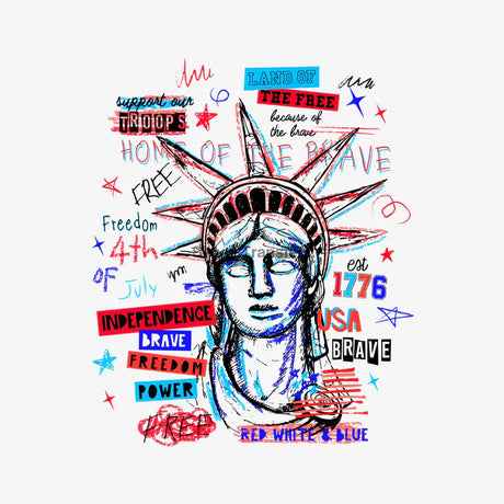 Liberty Collage Sketch Art DTF Transfer