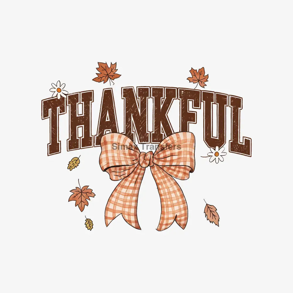 Thanksgiving Autumn Thankful Plaid Bow DTF Transfer
