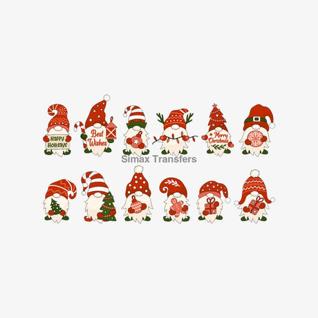 Ultimate Red Christmas Gnome Collection DTF Transfer Sheet