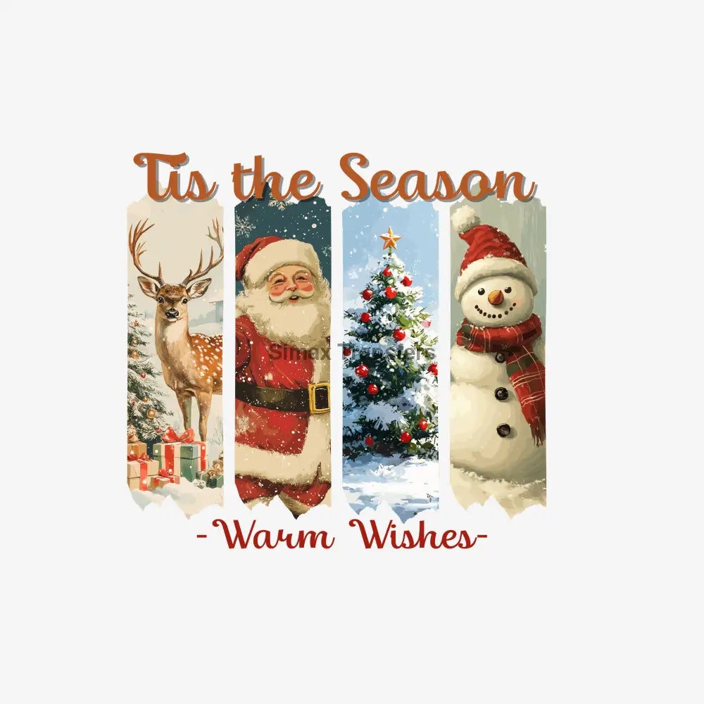 Vintage Christmas Collage Panels Tis the Season DTF Transfer