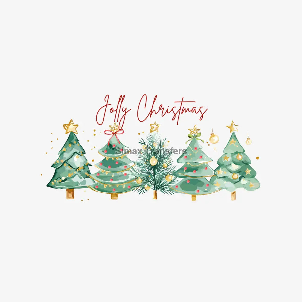 Watercolour Jolly Christmas Tree Line DTF Transfer